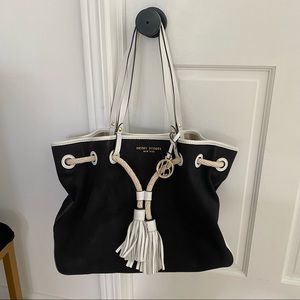Henri Bendel Canvas Black and White Satchel